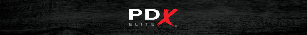 PDX Elite logo on a dark wooden background.