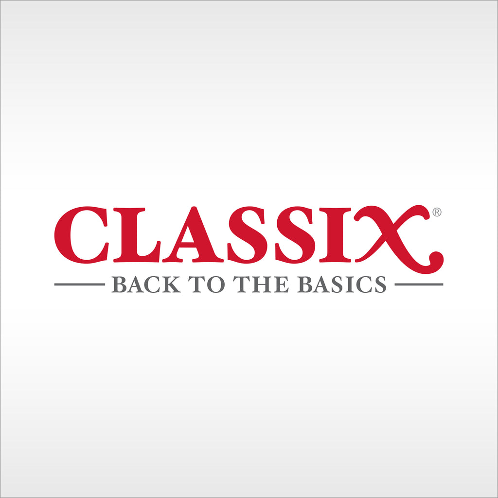CLASSIX logo on a silver gradient background