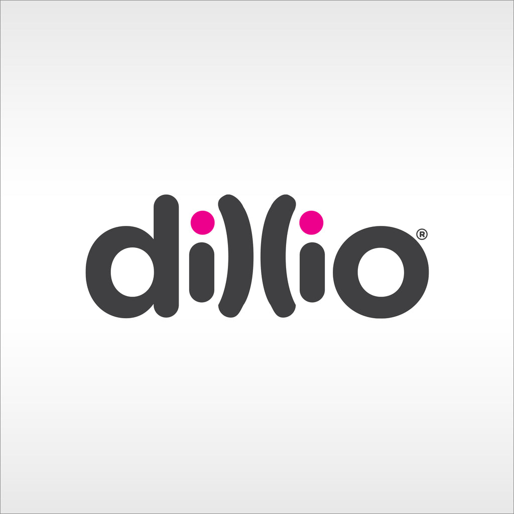 Dillio logo on a silver gradient background