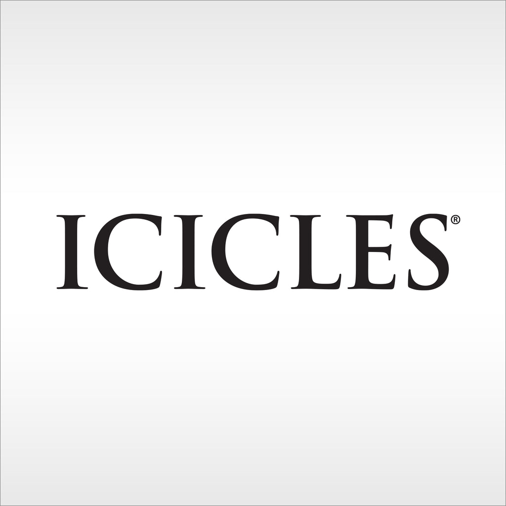 Icicles logo on a silver background