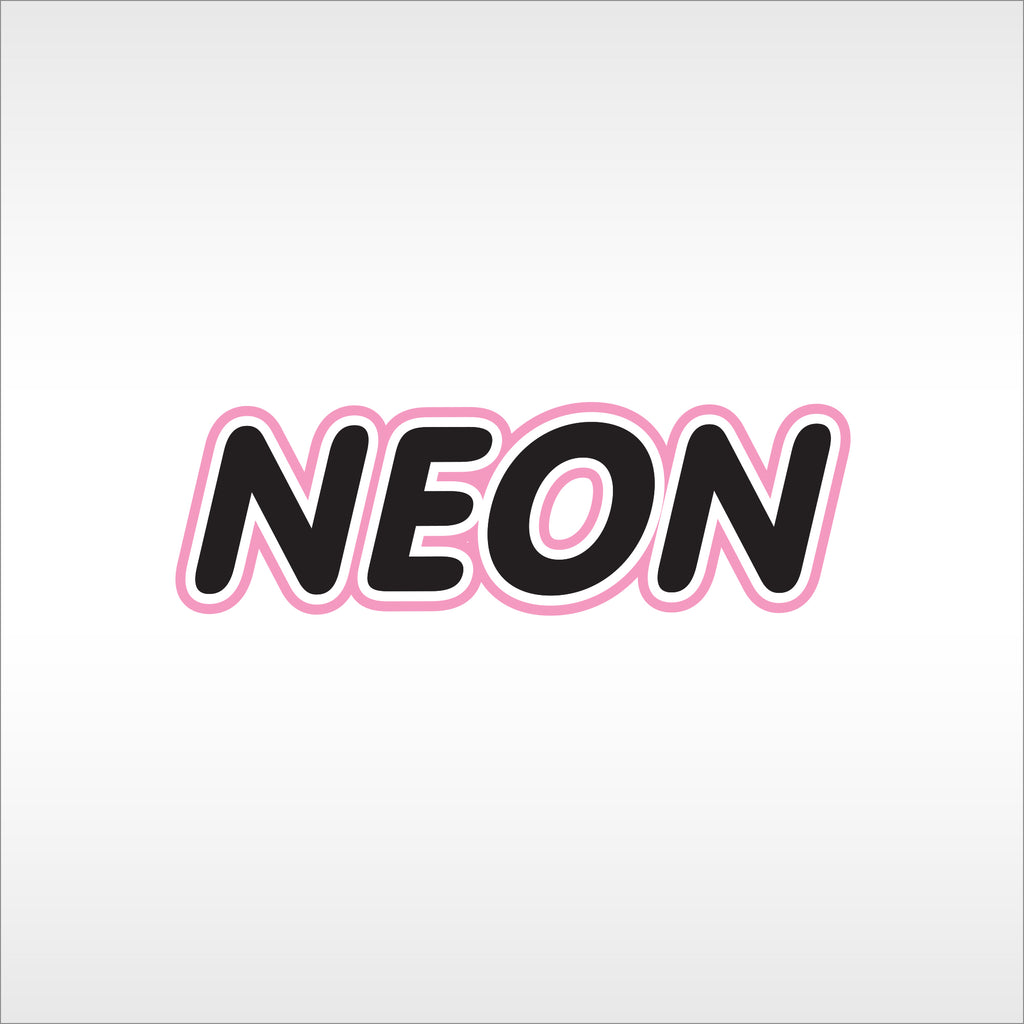 Neon logo on a silver background