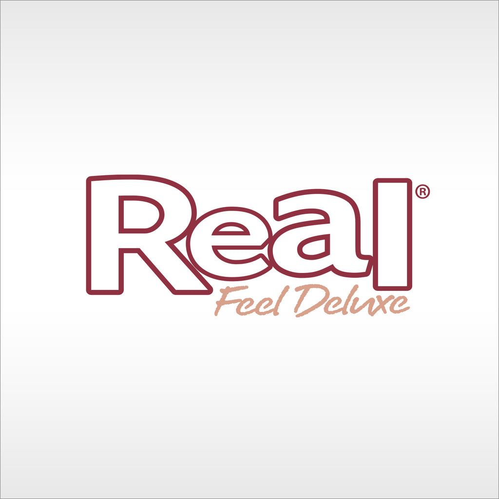Real Feel Deluxe logo on a silver background