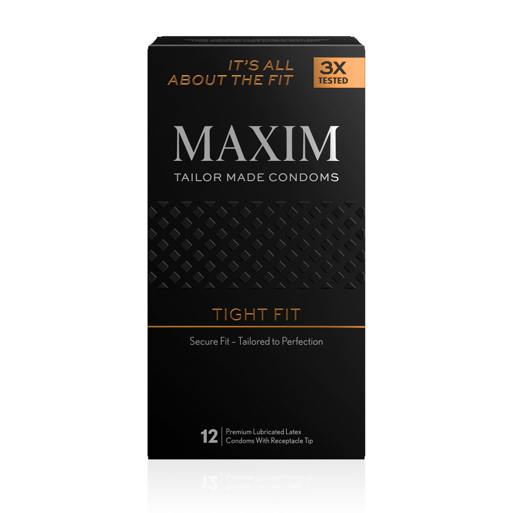 Maxim Tight Fit Condoms - 12 ct packaging - Front view